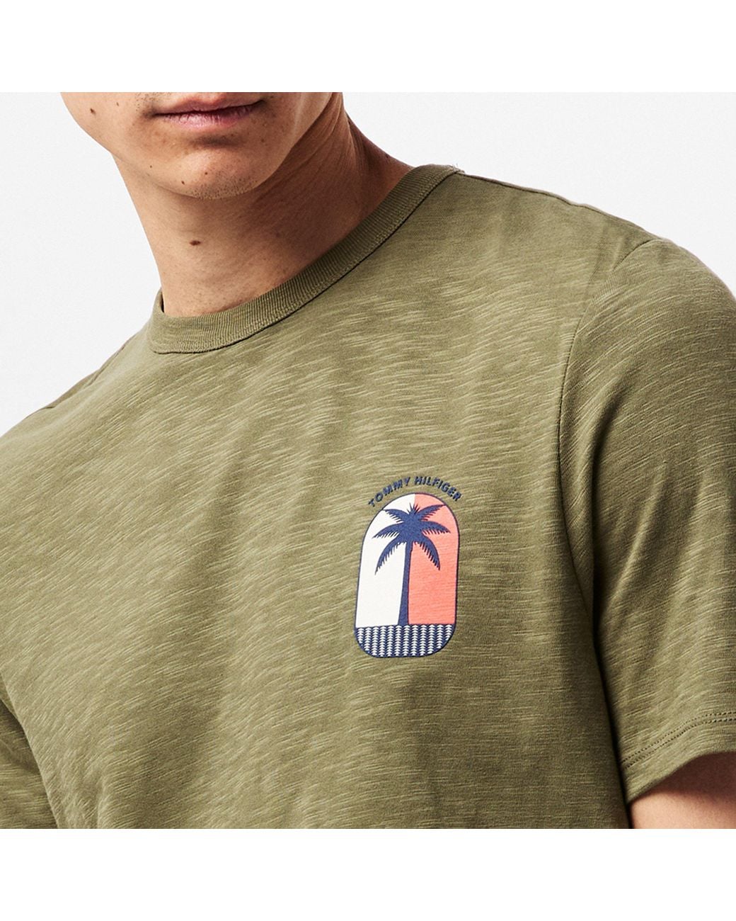 Tommy Hilfiger Green Palm Palm Print Breathable T-Shirt for men
