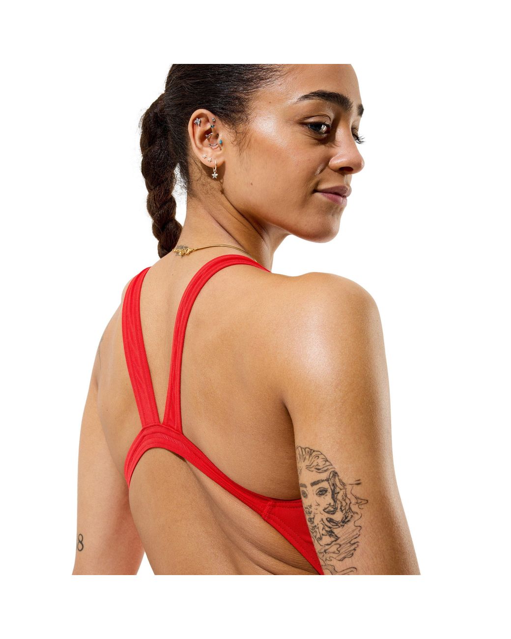 Speedo Red Solid Endurasoft Leaderback High-Leg One-Piece Swimsuit