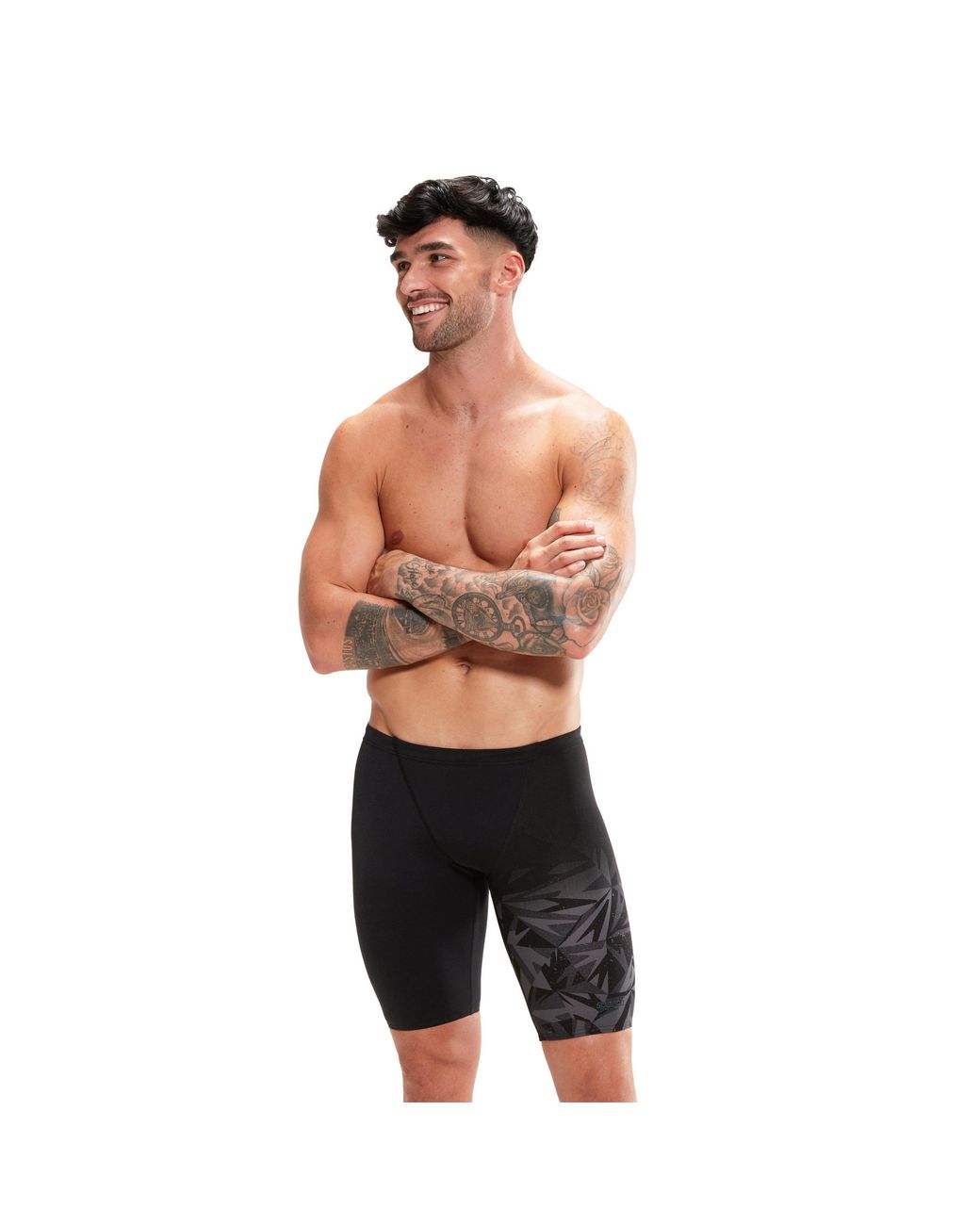 Speedo Black Placement V-Cut Jammer Shorts for men