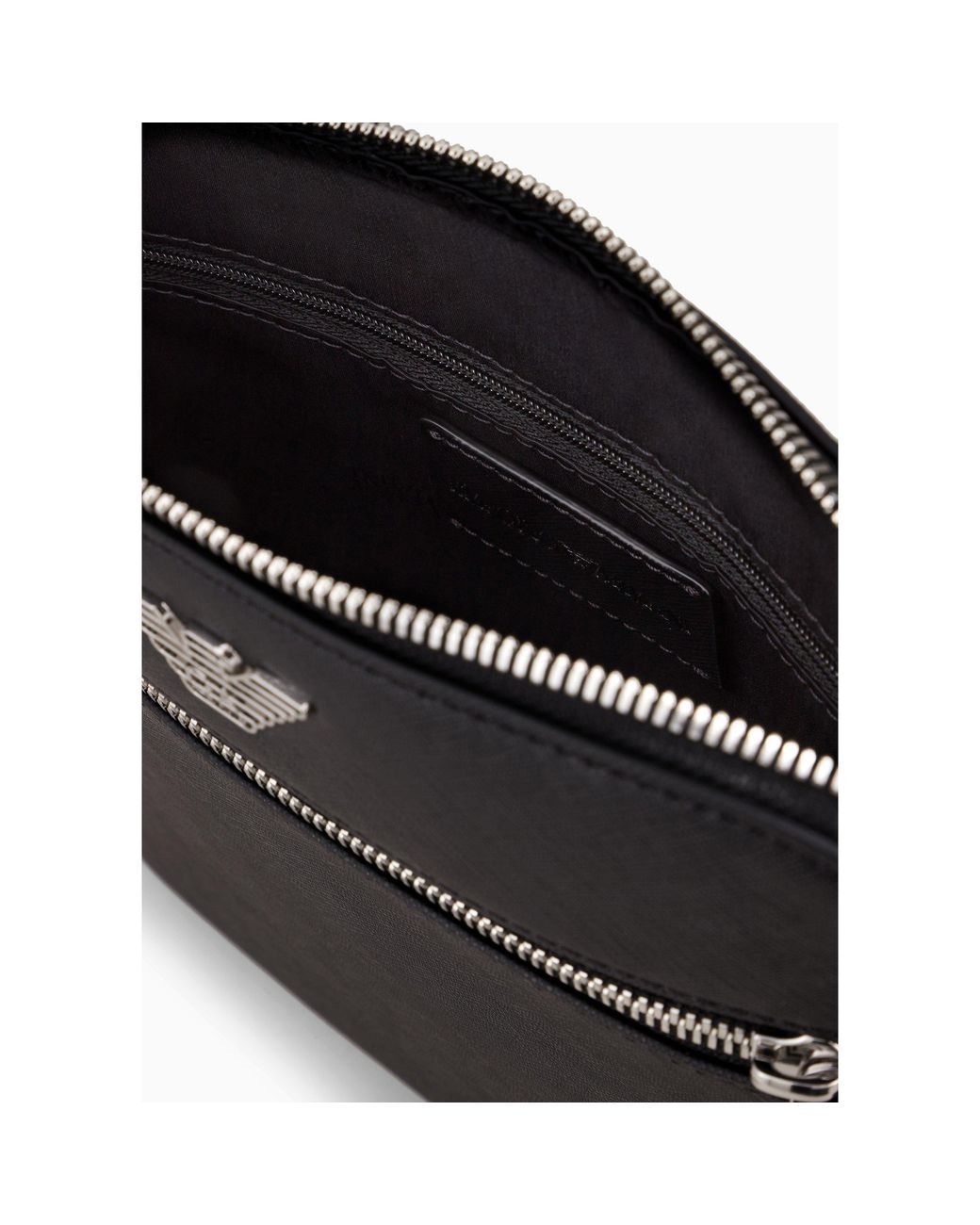 Emporio Armani Gray Regenerated Saffiano Leather Flat Shoulder Bag for men