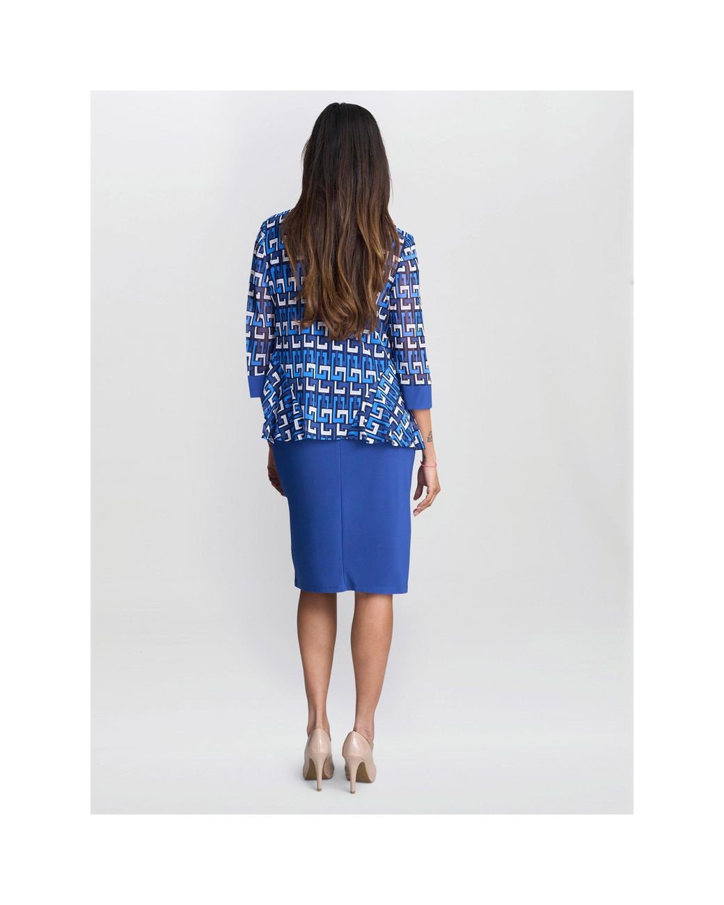 Gina Bacconi Blue Sofia Print Dress And Jacket
