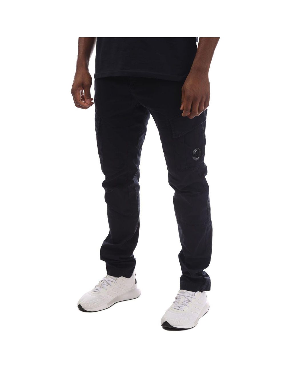 C P Company Black Stretch Sateen Lens Cargo Pants for men
