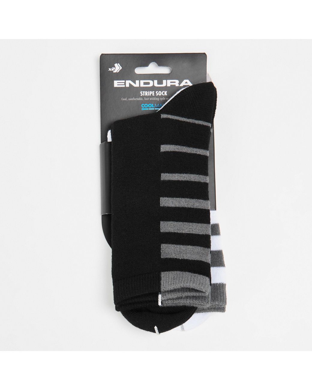 Endura Black Coolmax Stripe Socks Twin Pack