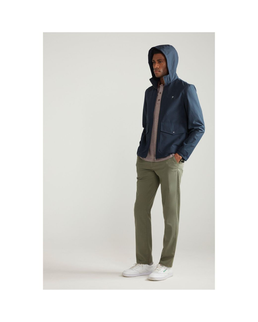 Farah Blue Surrey Hooded Weather-Resistant Trench Coat for men