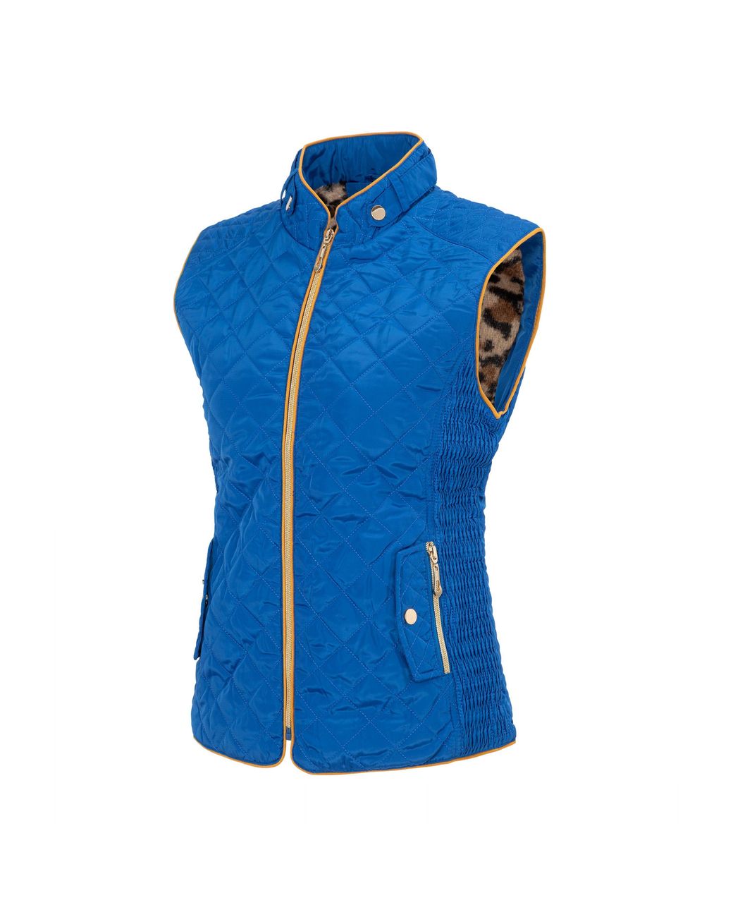 Miso Blue Stand Collar Full Zip Hip Length Gilet