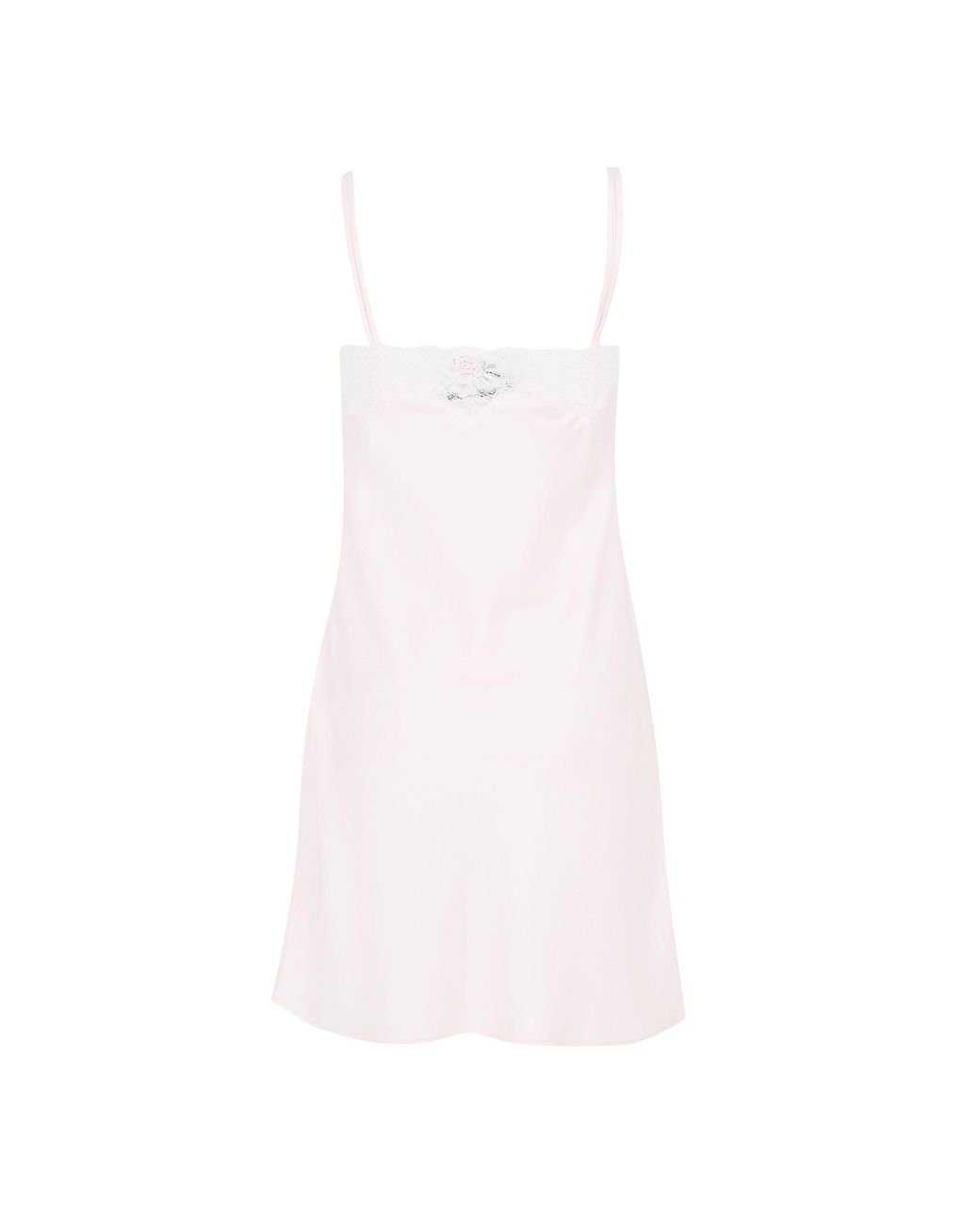 Ralph Lauren White Satin Lace-Trim Chemise