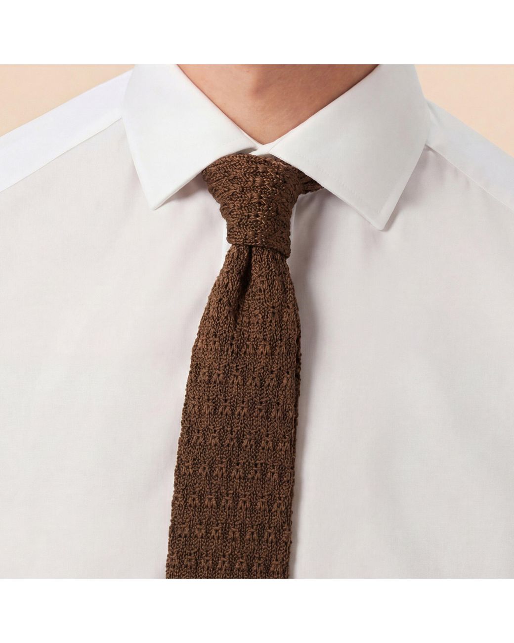 Without Prejudice Natural Sienna Silk Knit Tie for men