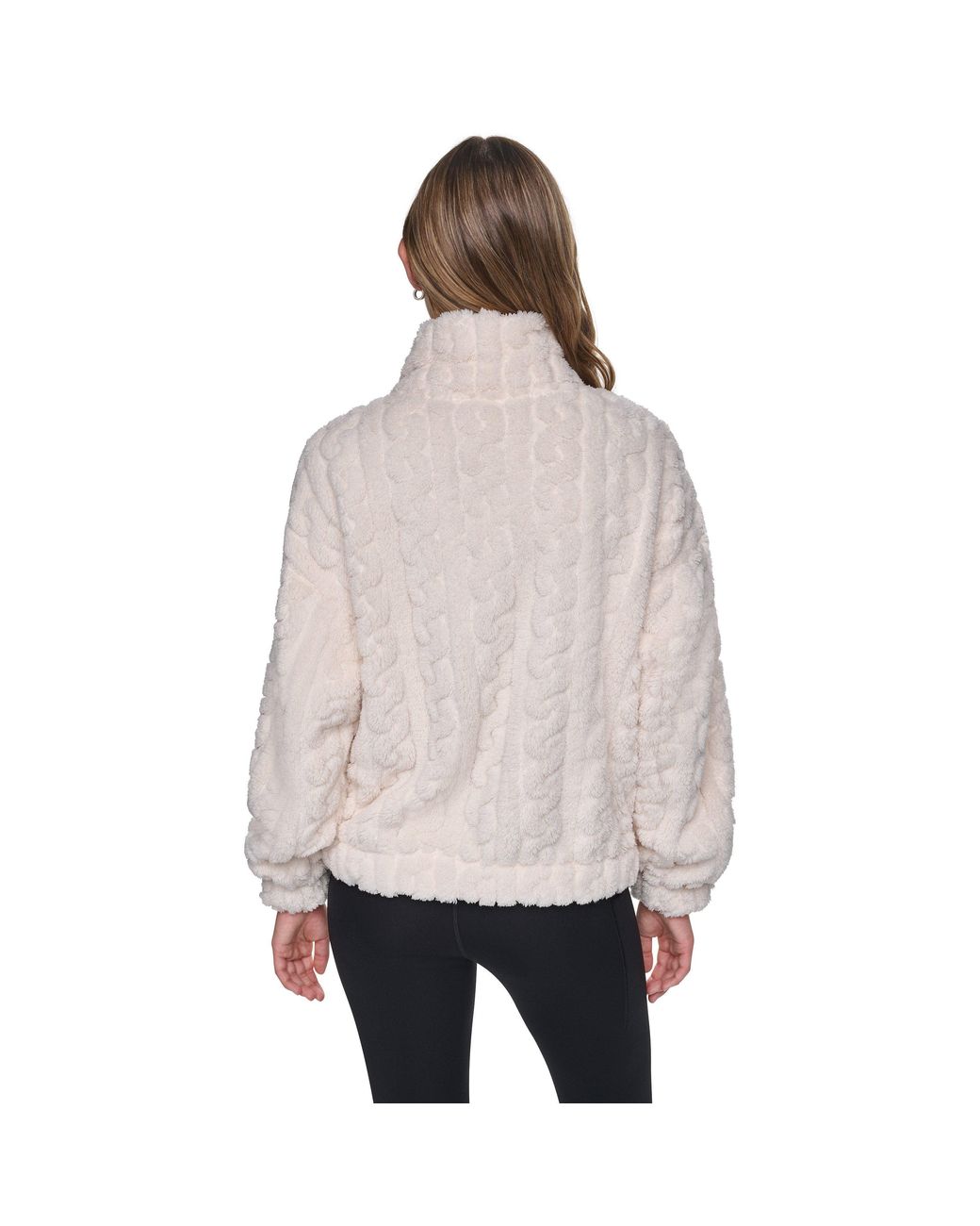 DKNY Gray Cable Sport Full-Zip Sherpa Jacket