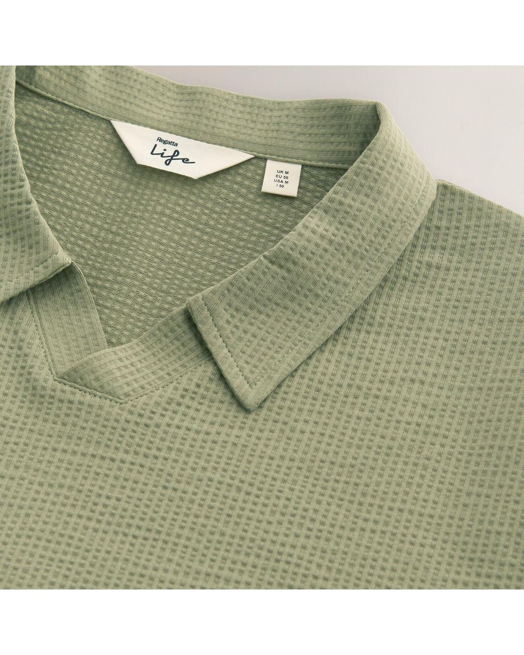 Regatta Green Delray Cotton V-Neck Short-Sleeve Polo for men
