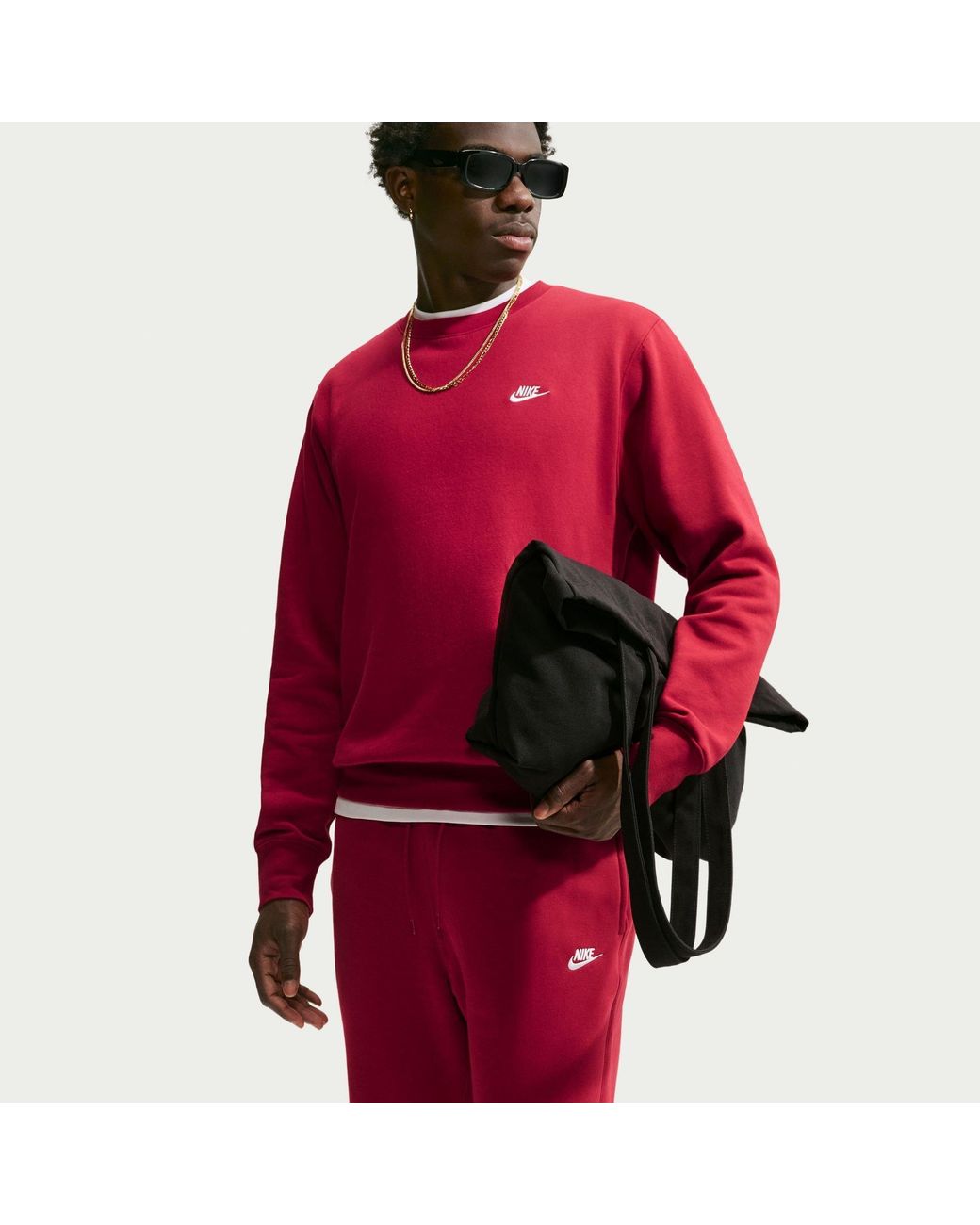 Nike Red Sportswear Club Fleece Jogging Pants for men