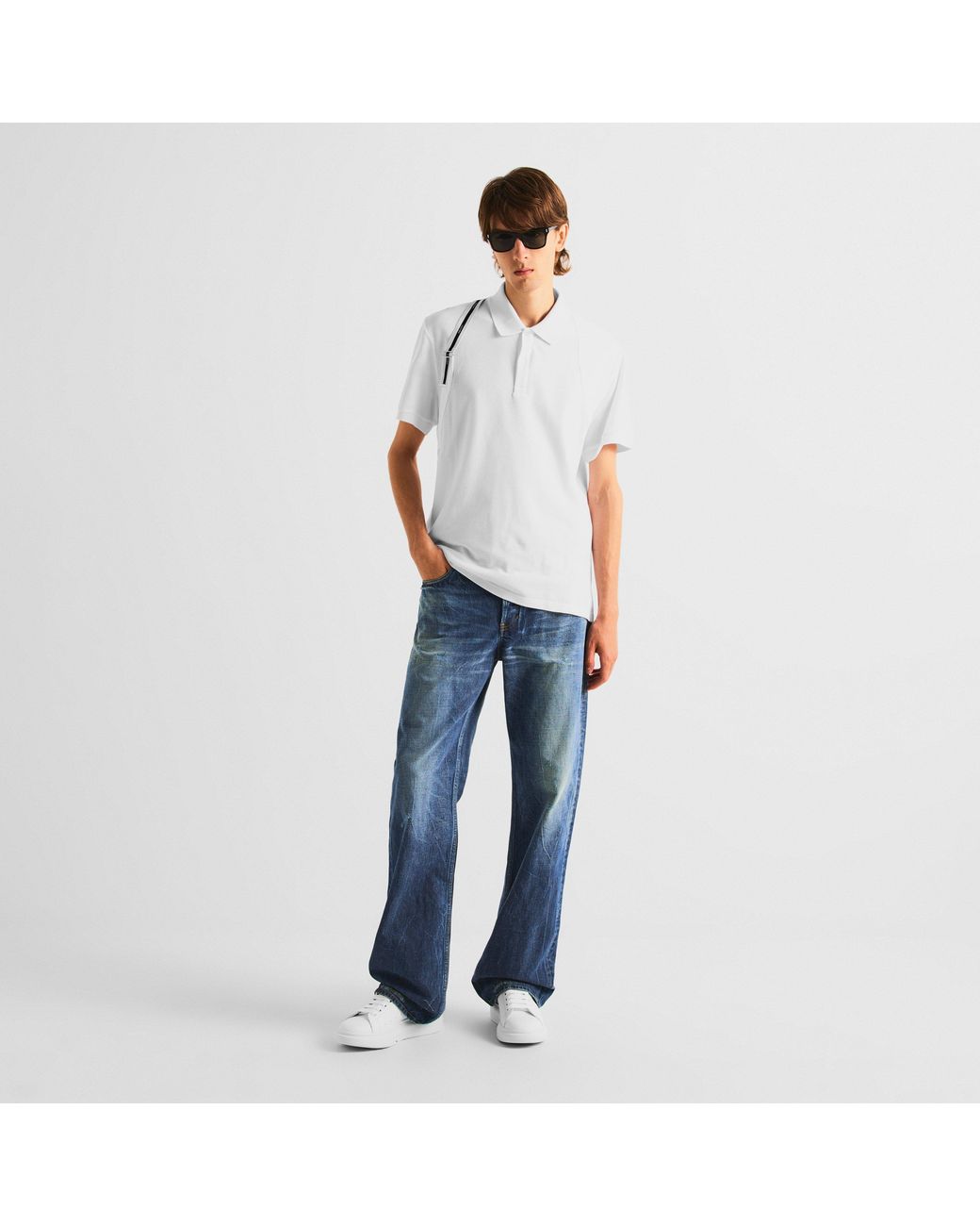 McQueen White Harness Cotton Short-Sleeve Polo for men