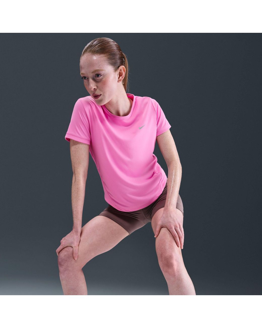 Nike Pink Tempo Dri-Fit Short-Sleeve Running Top