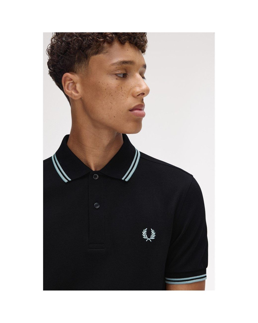 Fred Perry Black Short Sleeve Twin Tipped Polo Shirt for men