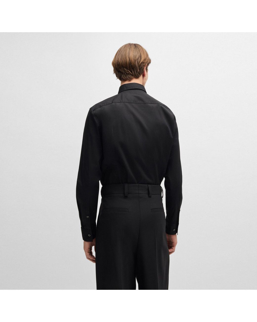 HUGO Black Slim-Fit Logo Shirt for men