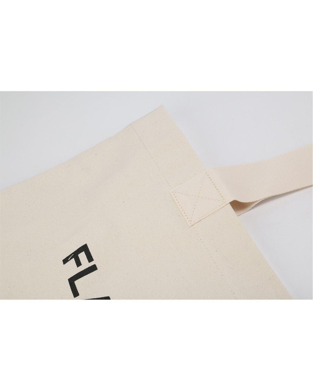 Flannels White Canvas Logo Tote Bag