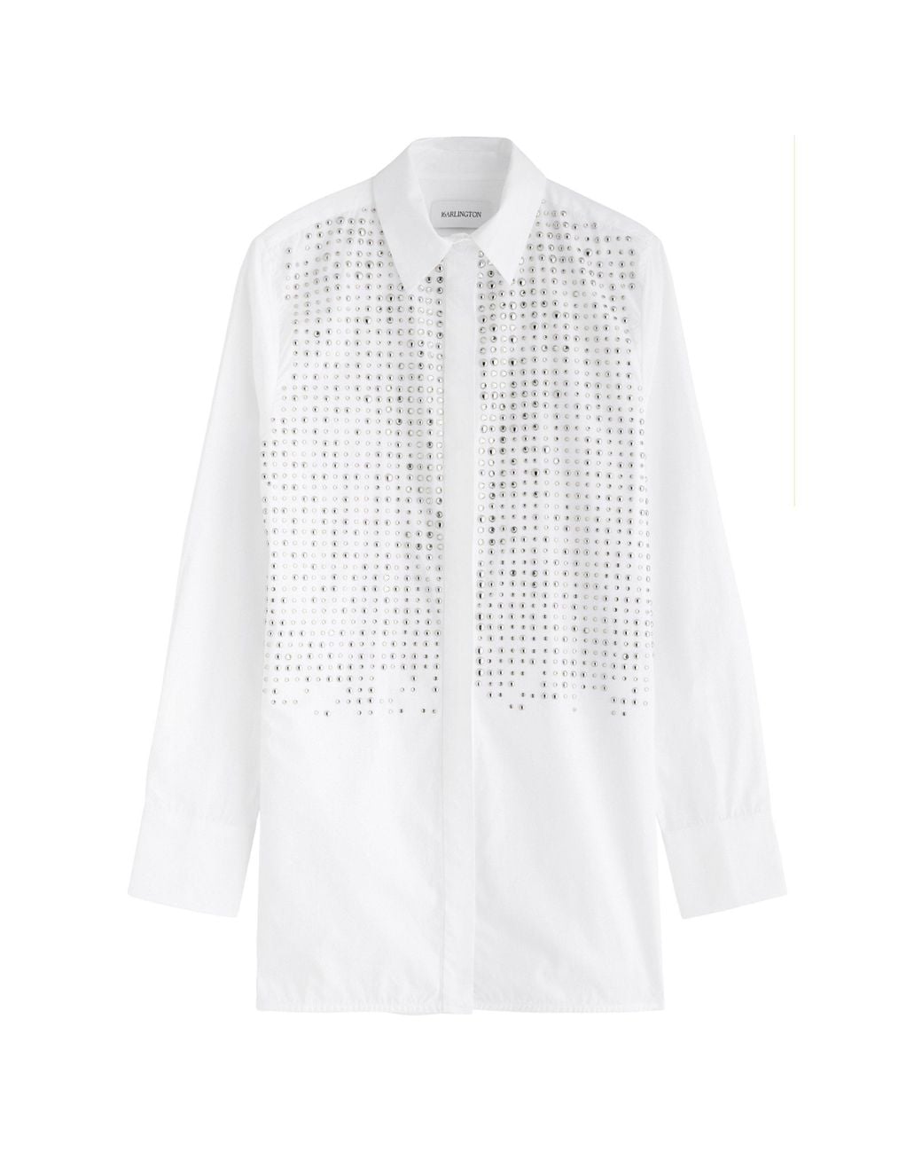 16Arlington White Marley Long-Sleeve Cotton Crystal Embellished Blouse