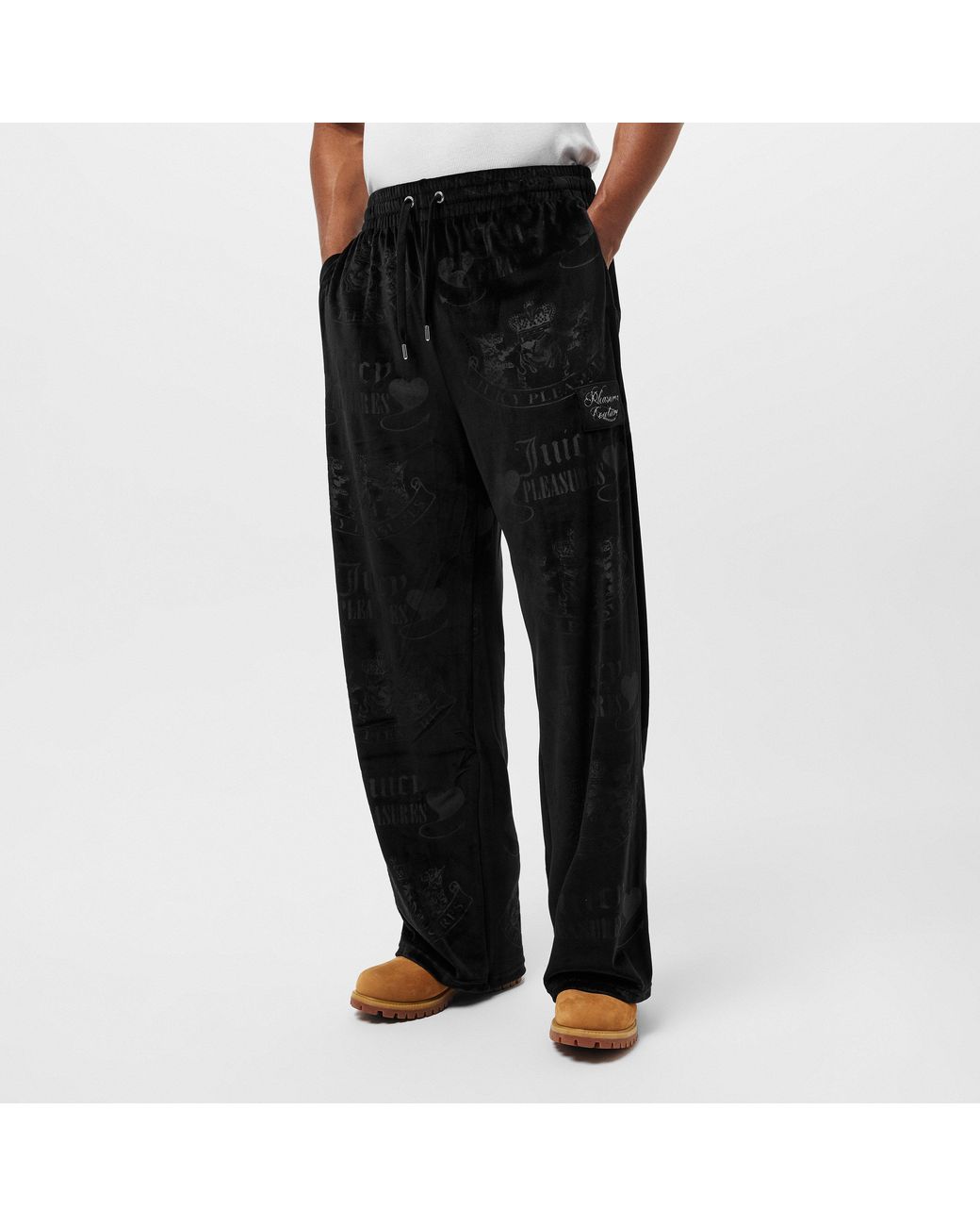 Pleasures Black X Juicy Couture Crest Velour Track Pants for men