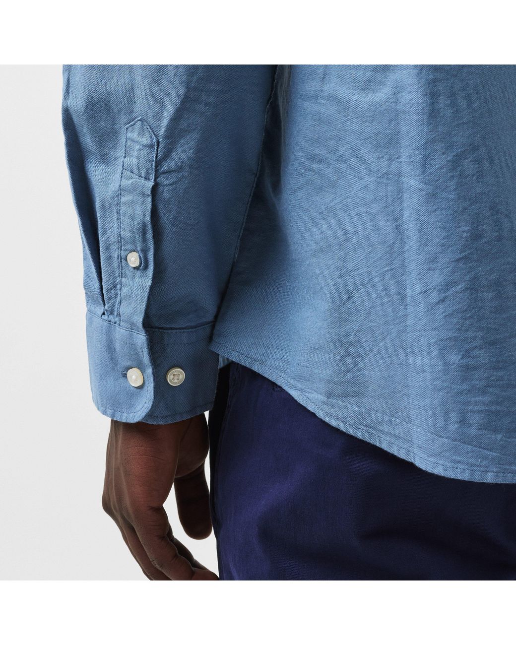 Threadbare Blue Beaconsfield Long-Sleeve Oxford Shirt for men