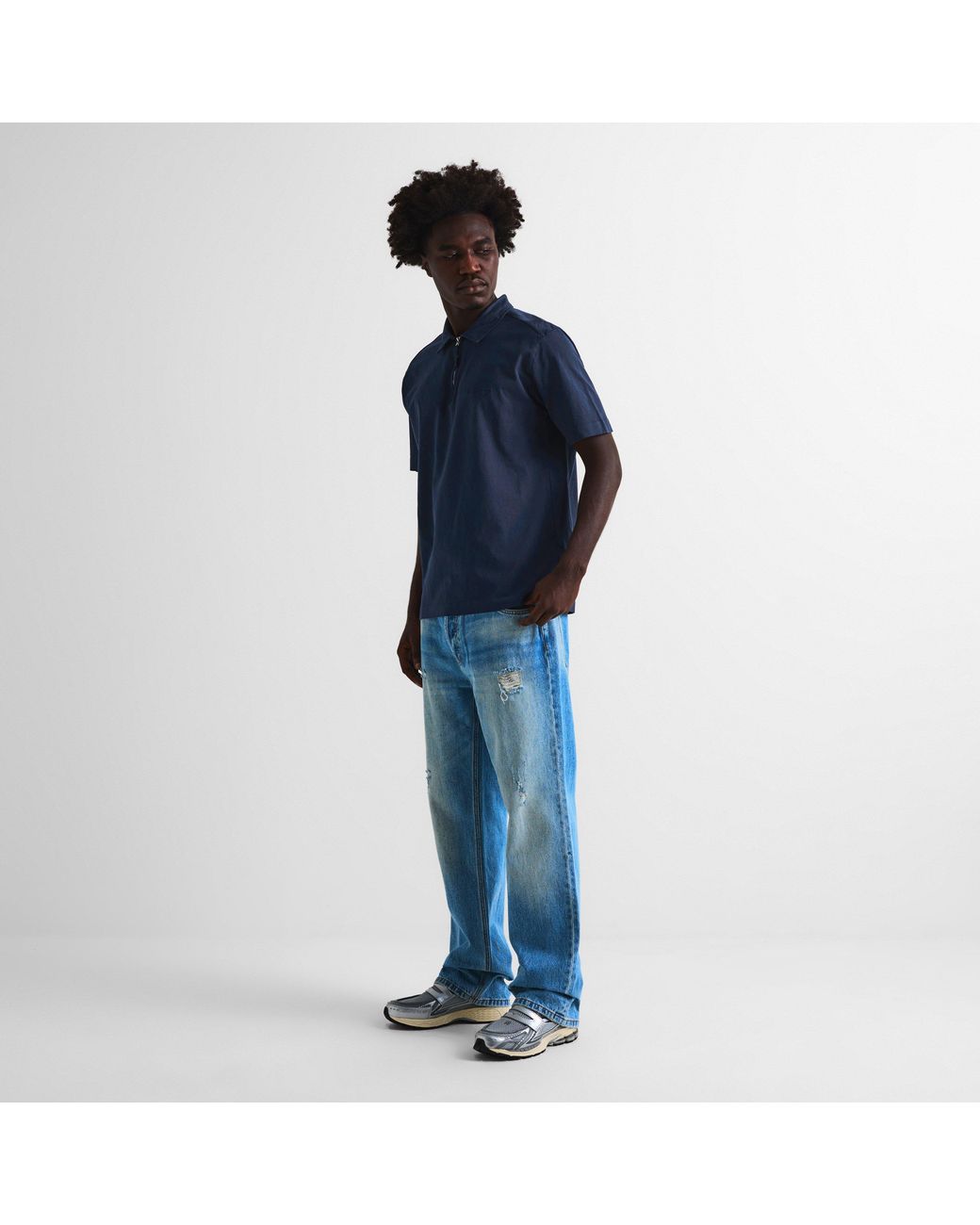 C P Company Blue Short Sleeve Polo Shirt for men