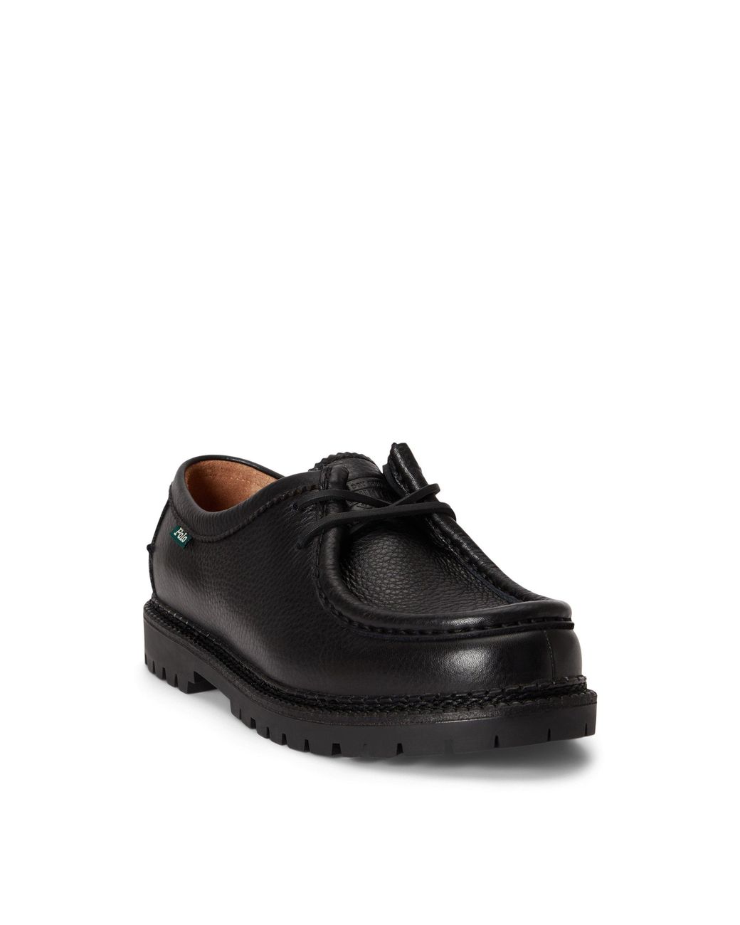 Polo Ralph Lauren Black Jett Apron Leather Moc-Toe Shoes for men