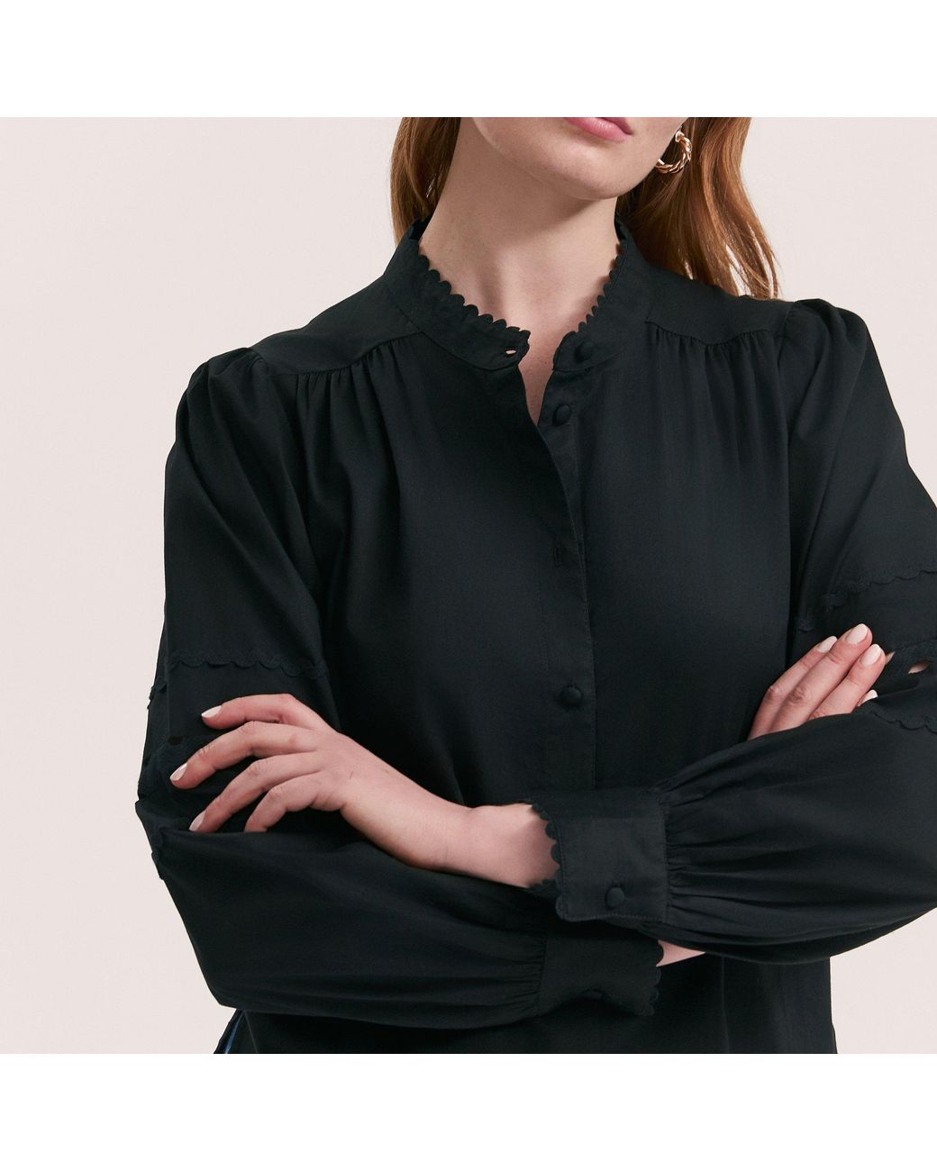 Finery London Black Paulie Long-Sleeve Blouse