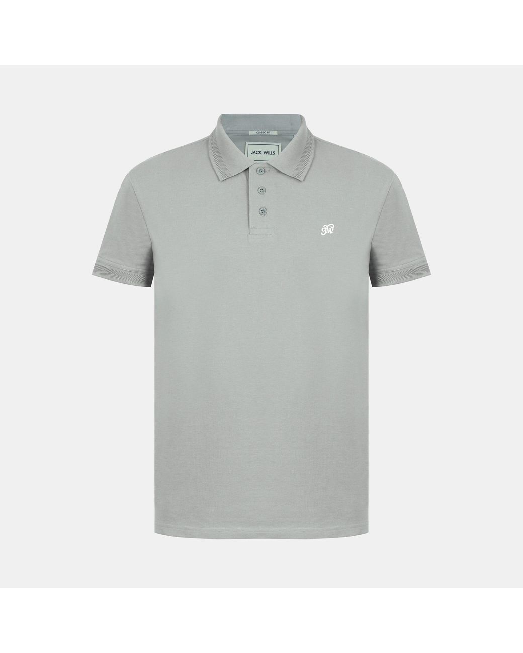 Jack Wills Gray Fine Pique Cotton Short Sleeve Polo Shirt for men