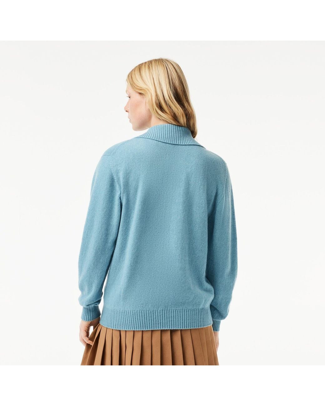 Lacoste Blue Crocodile Logo Collared Neck Long Sleeve Sweater