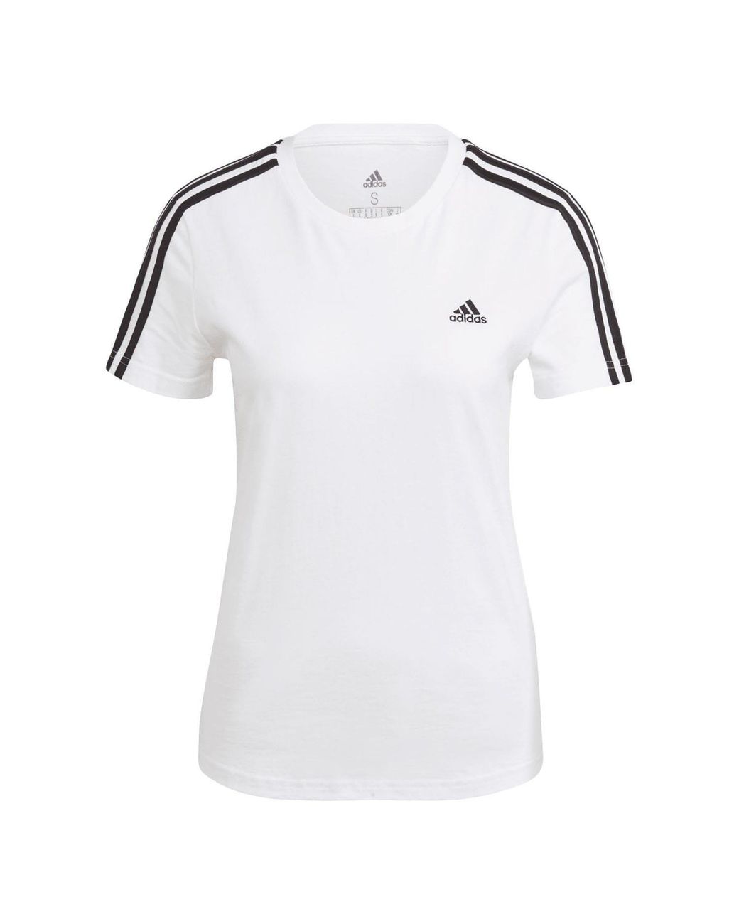 Adidas White Essentials Slim 3-Stripes T-Shirt