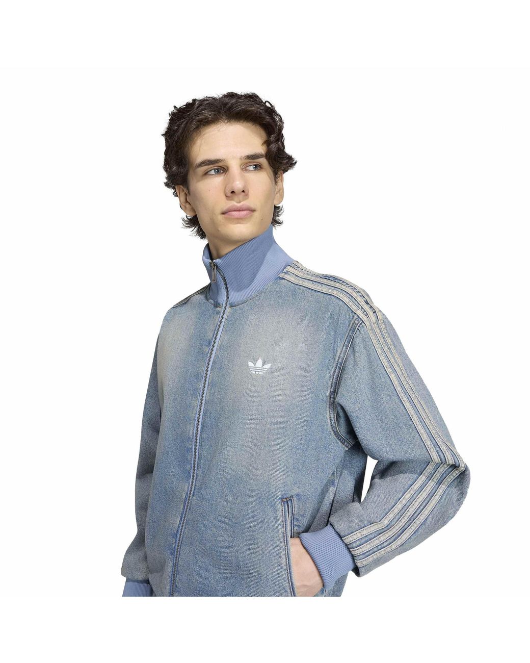 Adidas Originals Blue Firebird Adicolor Denim Track Top Asia Sizing Ks4970 for men
