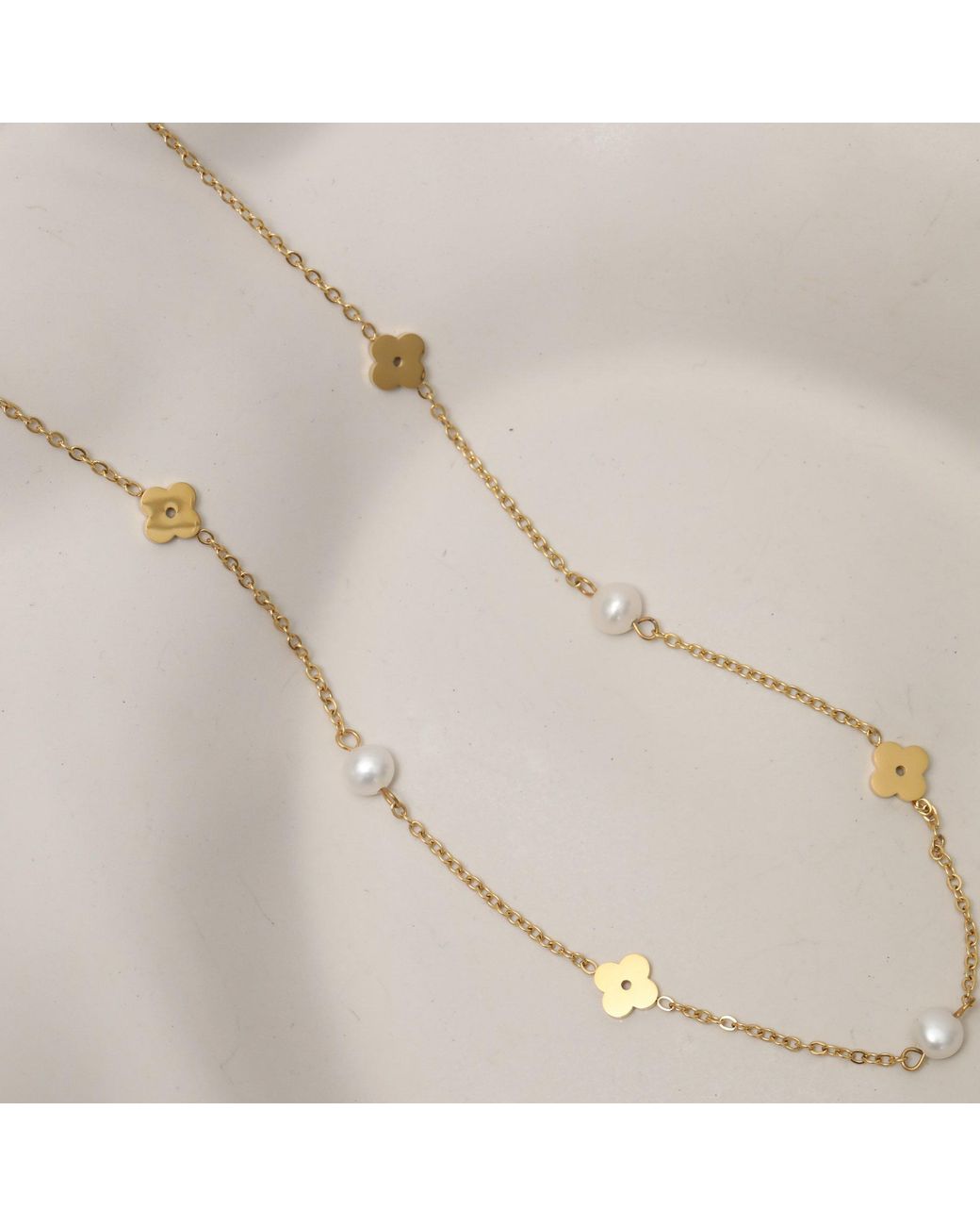 Jon Richard Metallic Waterproof Pearl And Floral Station Necklace