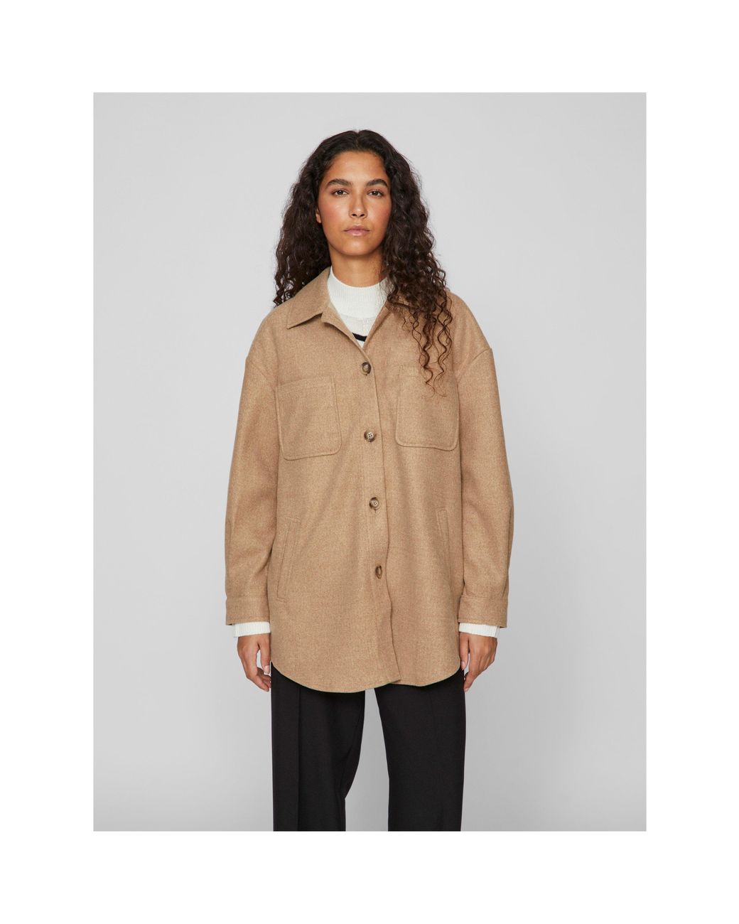 Vila Natural Long Sleeve Shirt Jacket