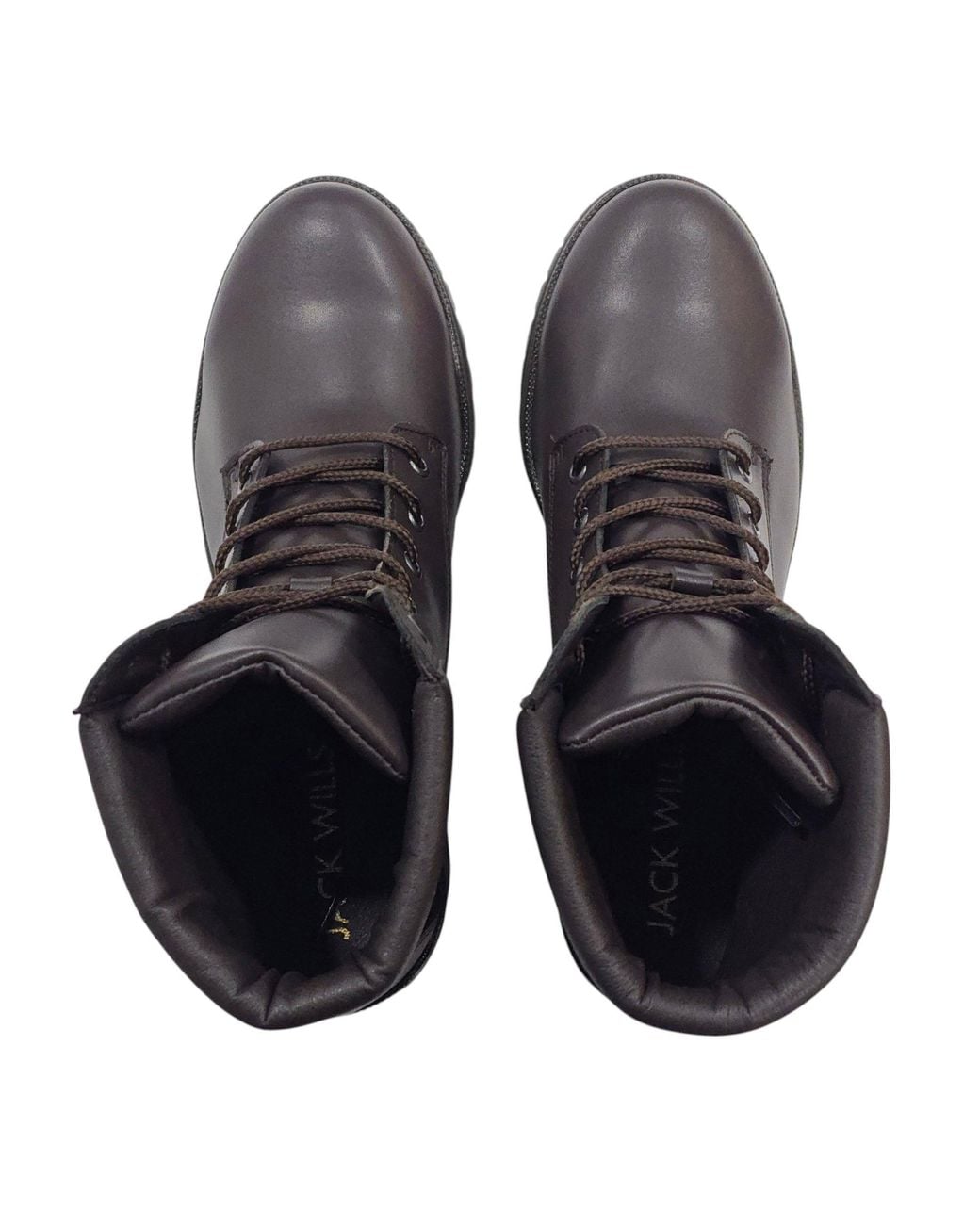 Jack Wills Black Premium Leather Block Heel Lace Up Ankle Boots