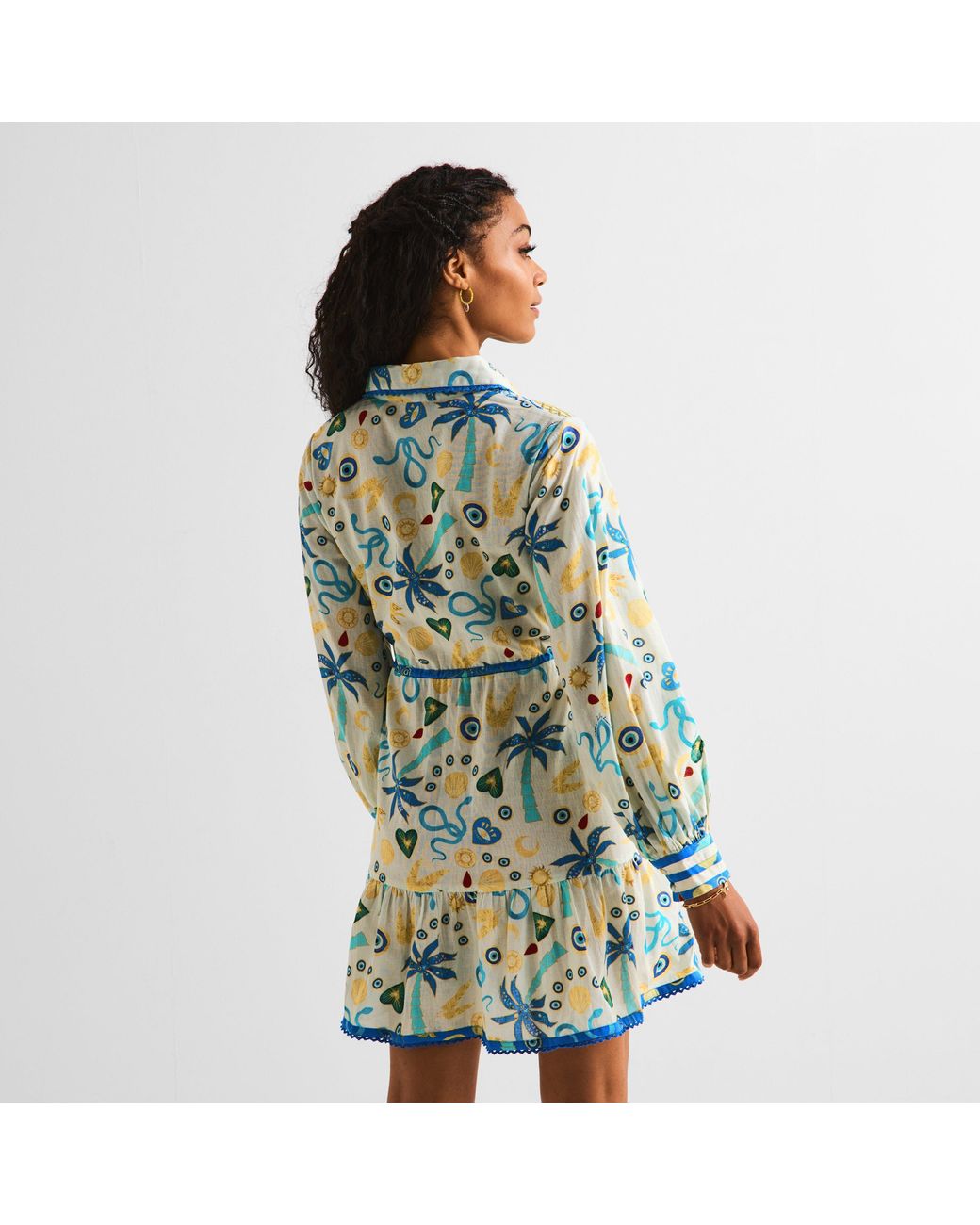 Never Fully Dressed Blue Charms Savannah Structured Metal Accent Shirt Dress