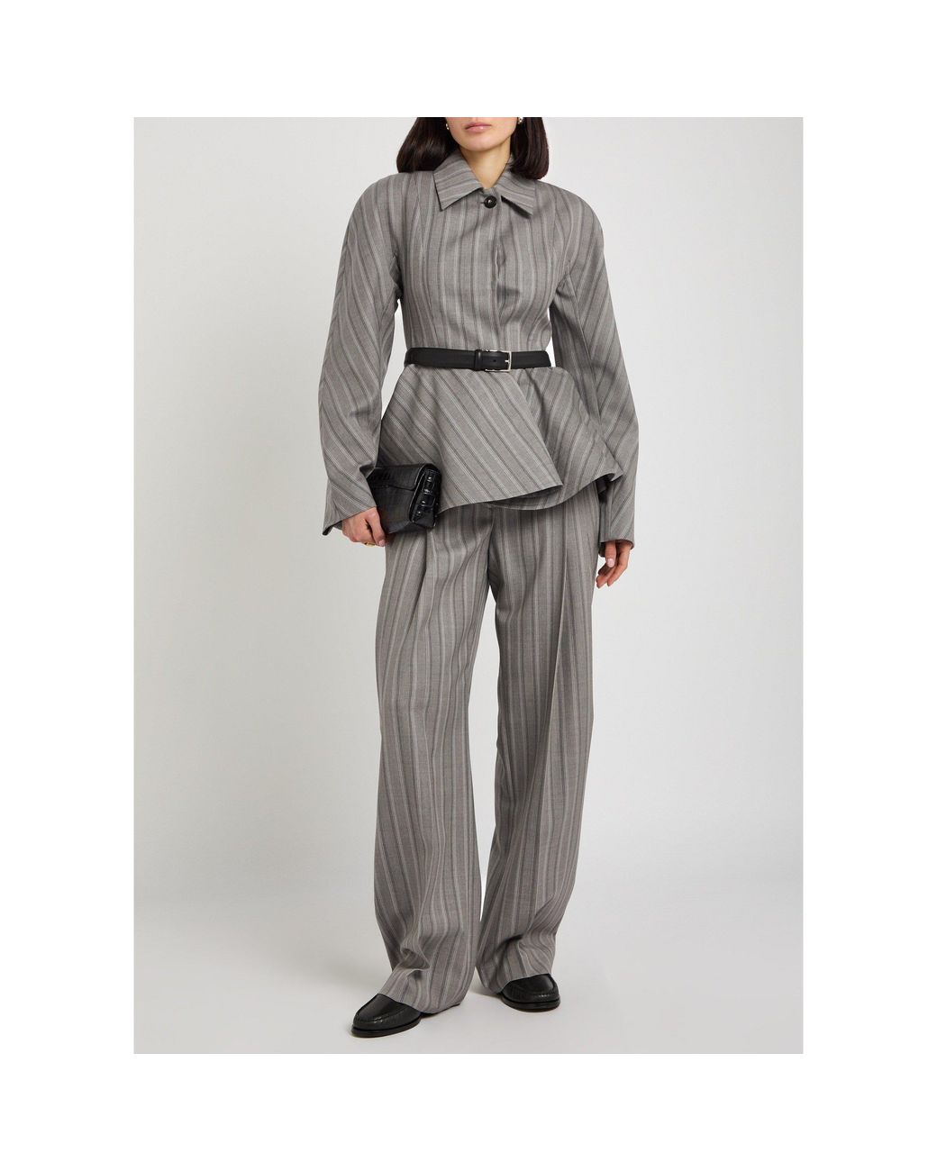 Stella McCartney Gray Stripe Tailoring Peplum Jacket
