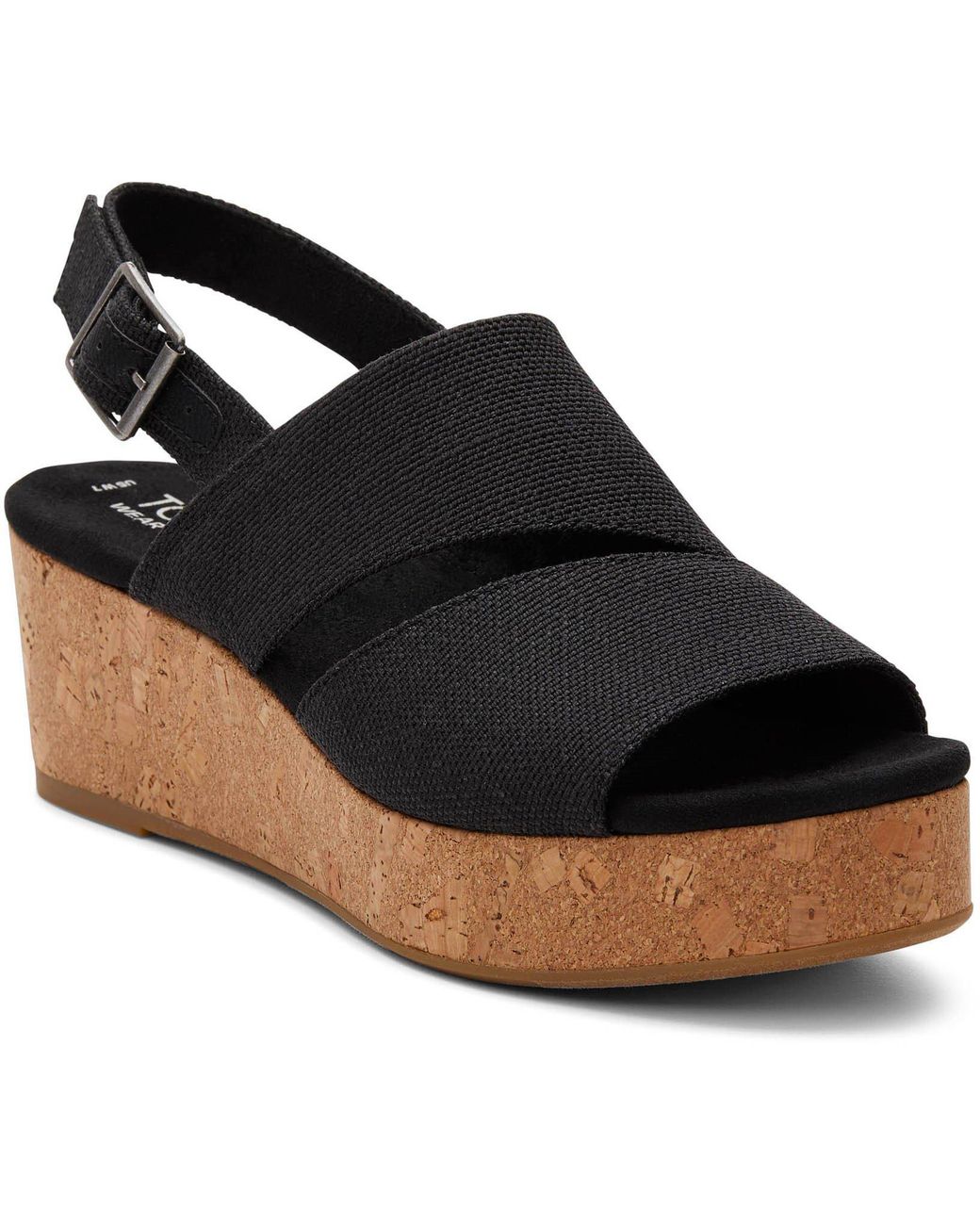 TOMS Black Claudine Platform Wedge Sandal