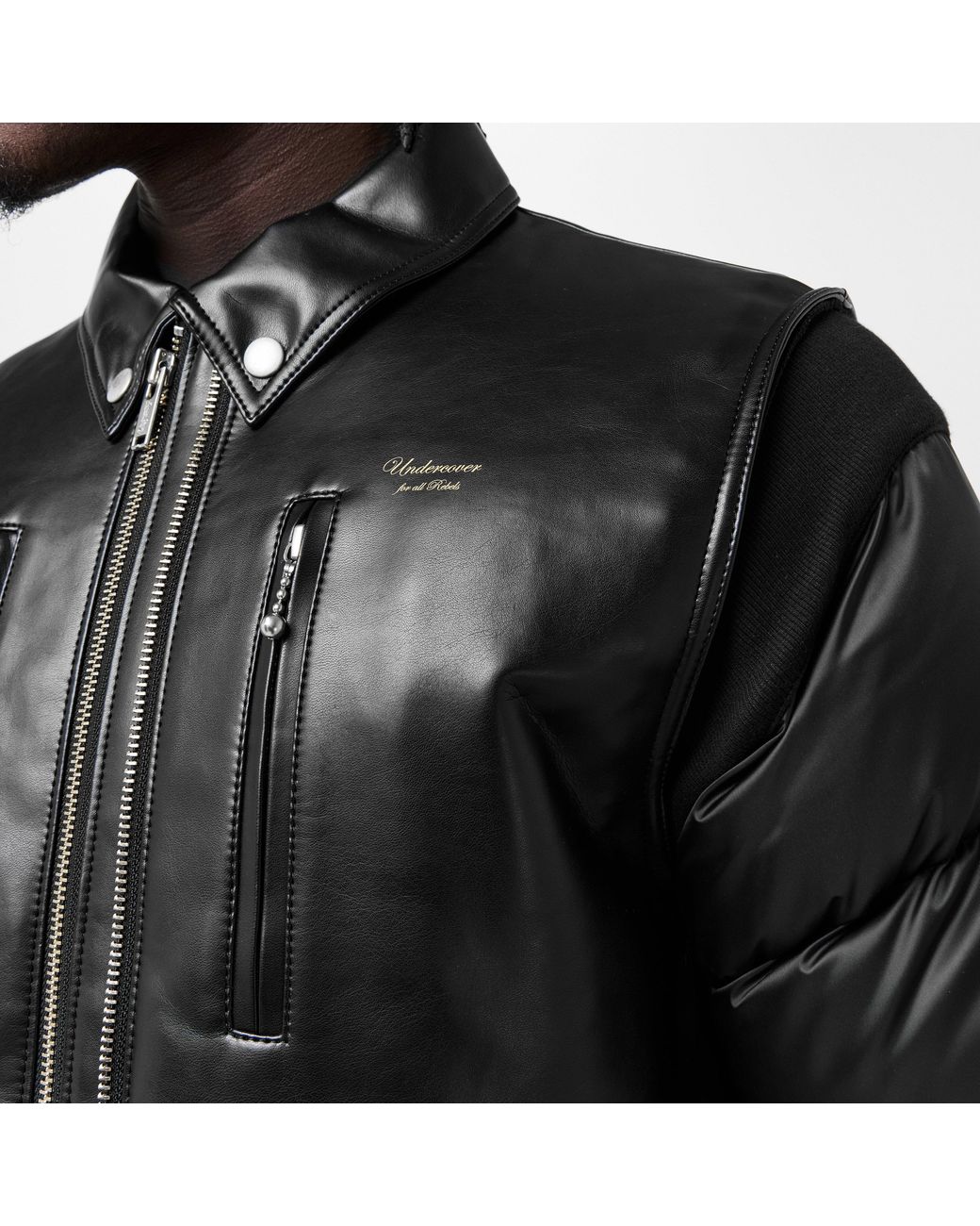Undercover Black Leather Contemporary Cut Jacket for men