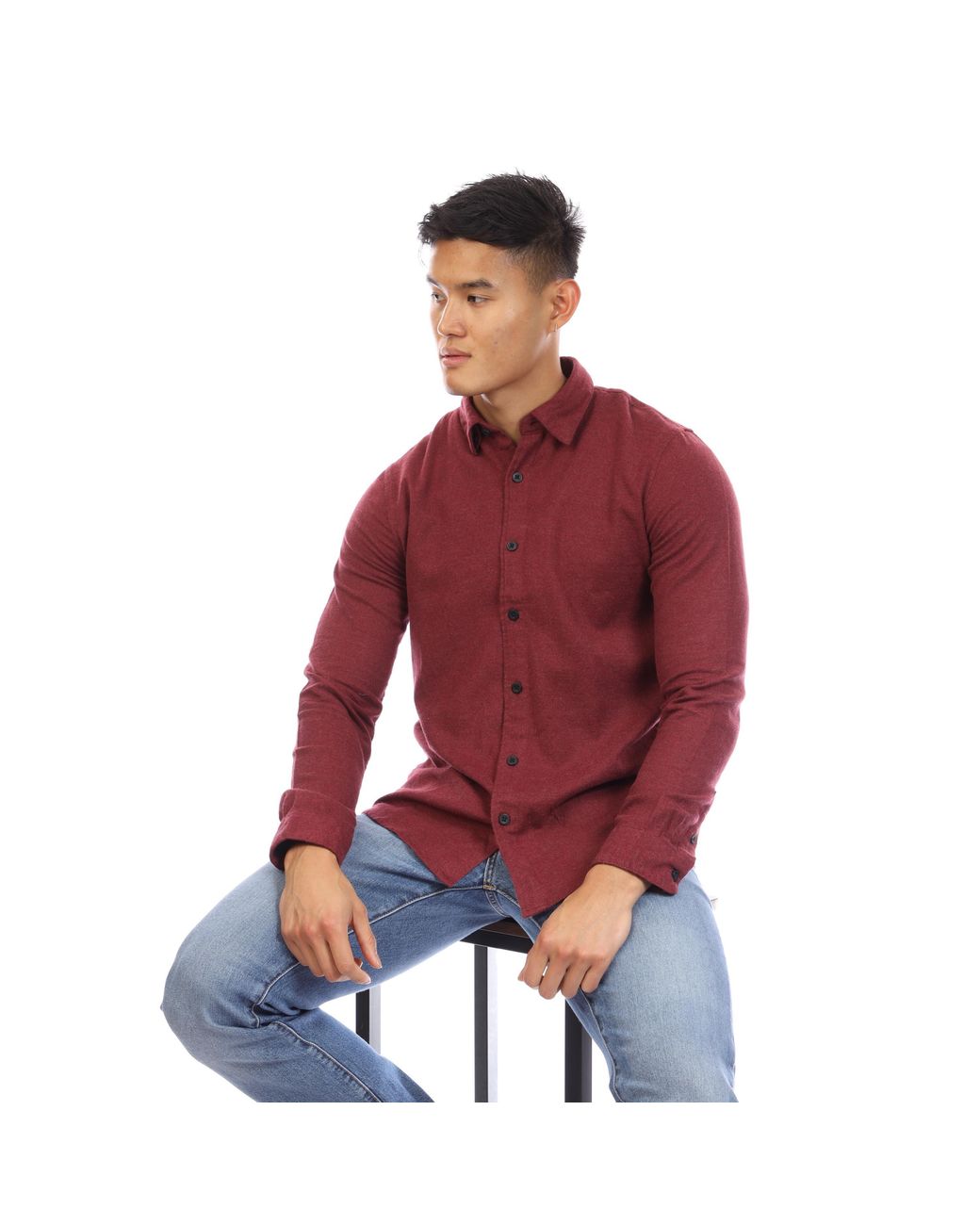 Peter Werth Red Long Sleeve Plain Shirt for men