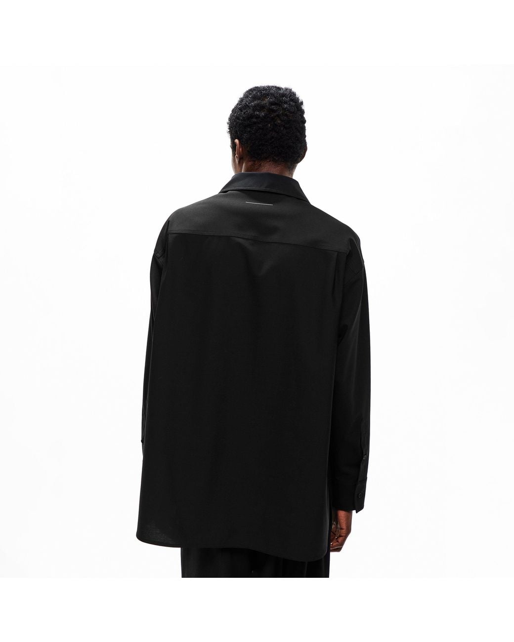 MM6 by Maison Margiela Black Label Wool Long Sleeve Plain Shirt for men