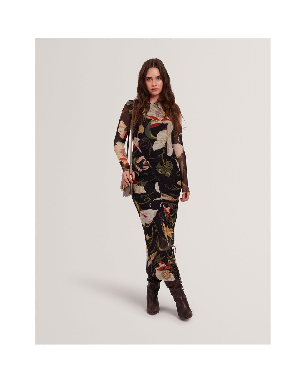 Ted Baker Black Mesh Midi Bodycon Dress