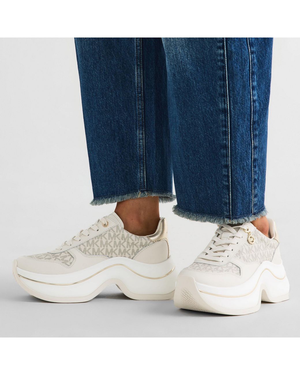 MICHAEL Michael Kors White Mk Arla Leather And Suede Trainer