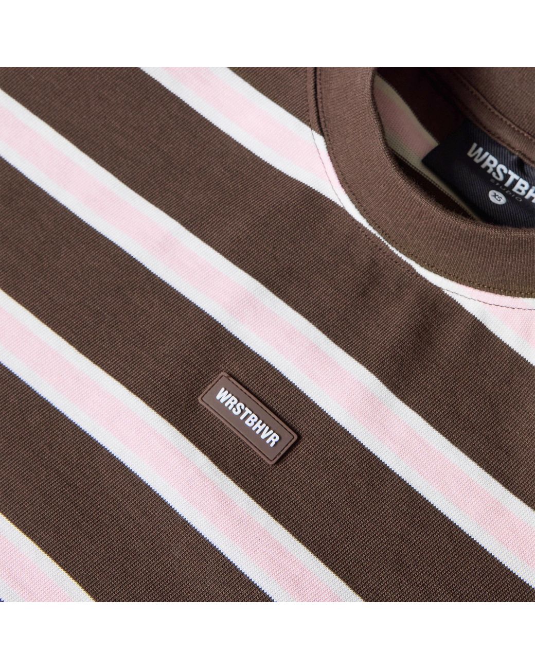 WRSTBHVR Brown Seth Striped Cropped Short-Sleeve Cotton Oversized-Fit T-Shirt