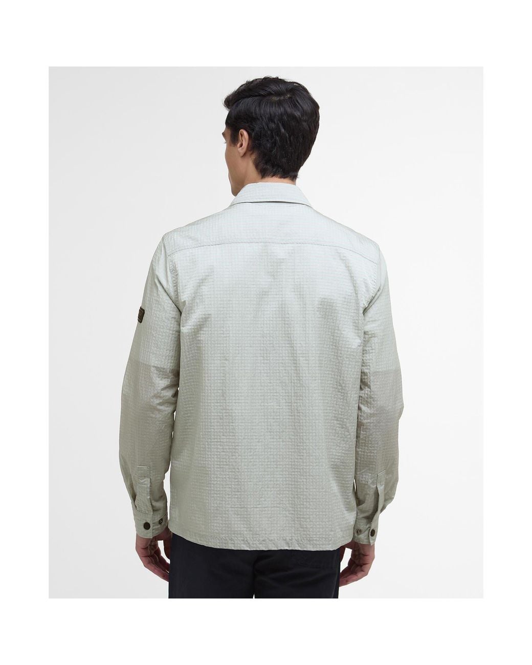 Barbour Gray Rosso Ripstop Long Sleeve Zip Overshirt for men
