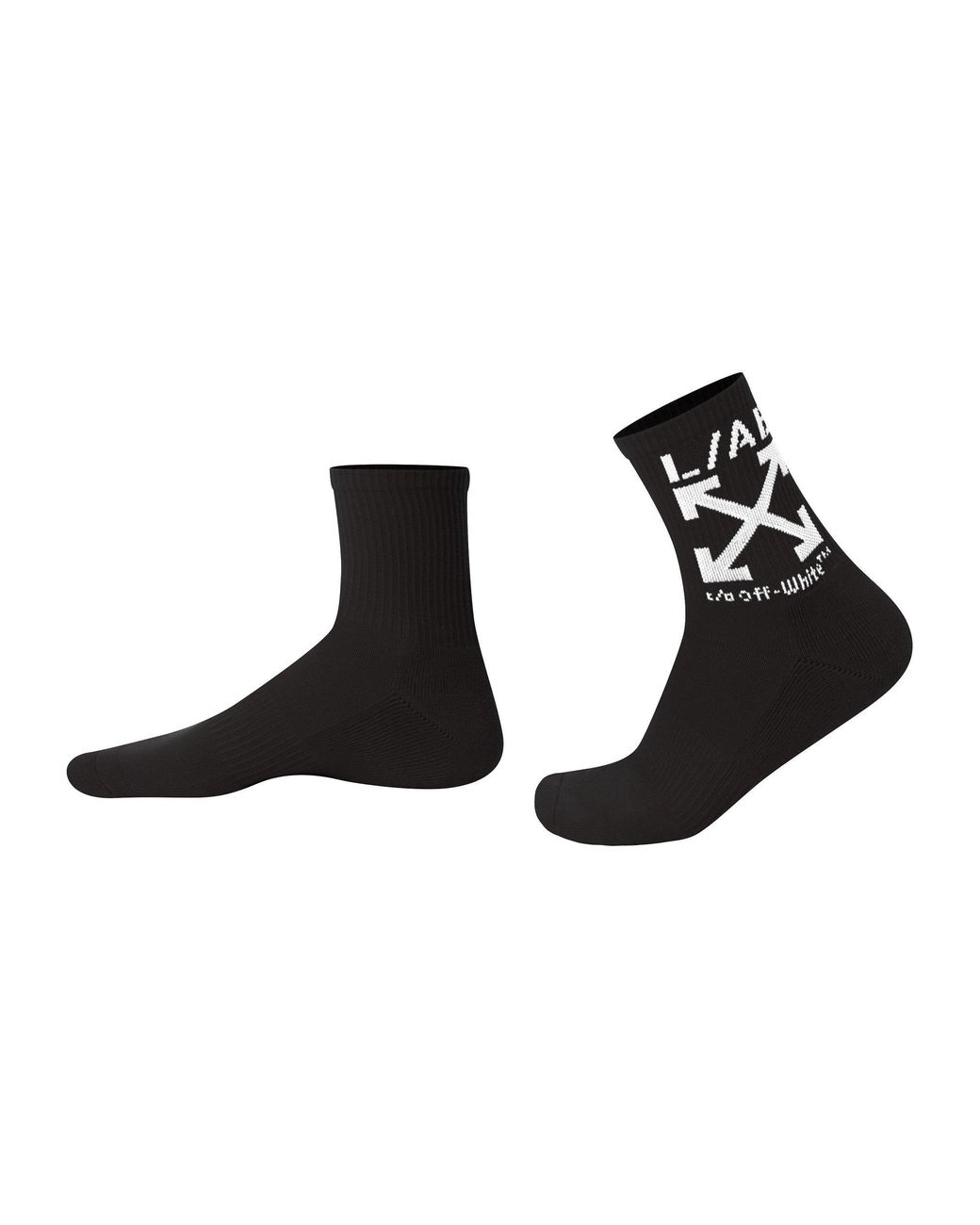 L/AB Off White Black Below-Calf Crew Socks 6 Pack for men