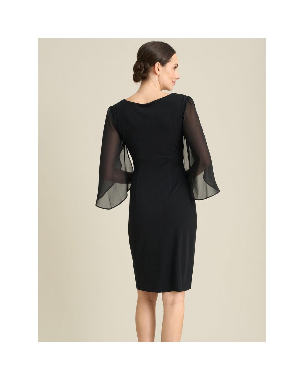 Gina Bacconi Black Ryder Jersey And Chiffon Wrap Dress
