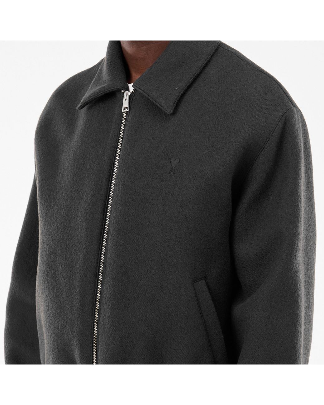 AMI Black Wool Harrington Jacket for men