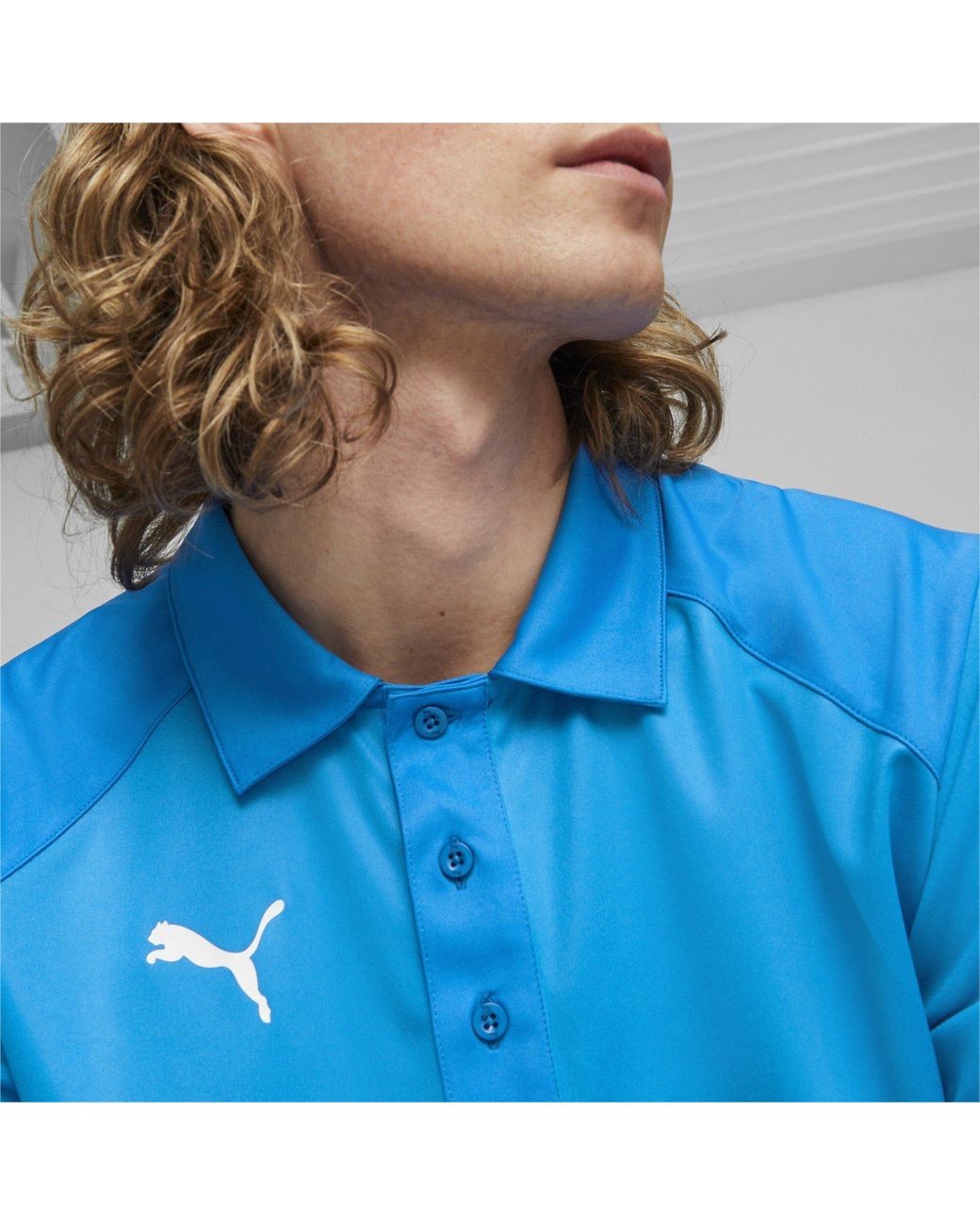 PUMA Blue Hoops Team Short Sleeve Performance Polo Shirt for men