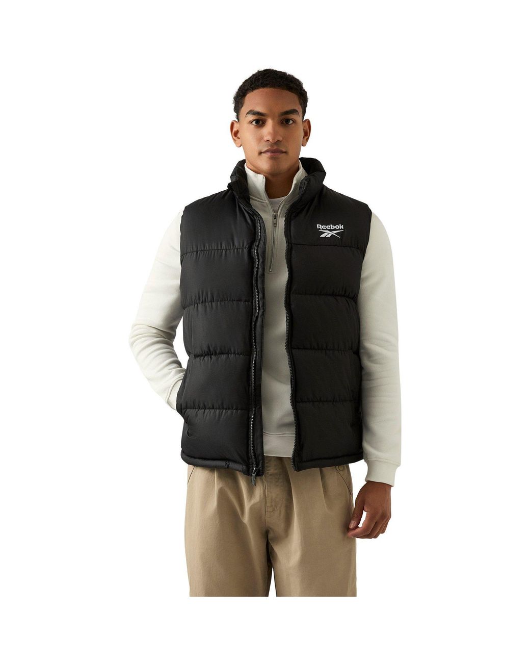 Reebok Black Heavyweight Quilted Puffer Gilet for men