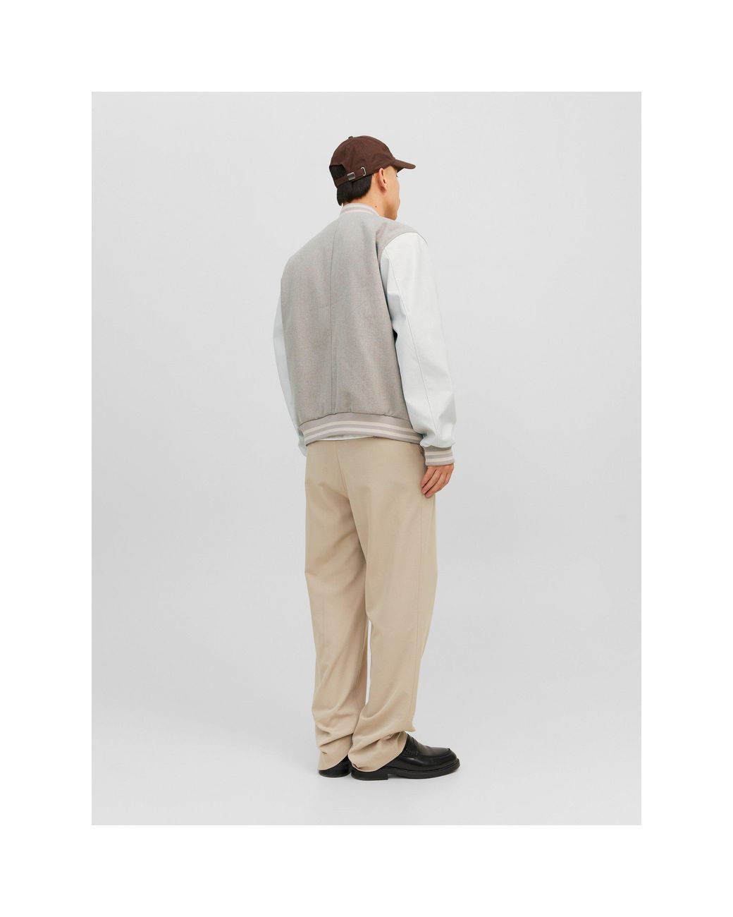 Jack & Jones Gray And College Wool Blend Short Bomber Jacket for men