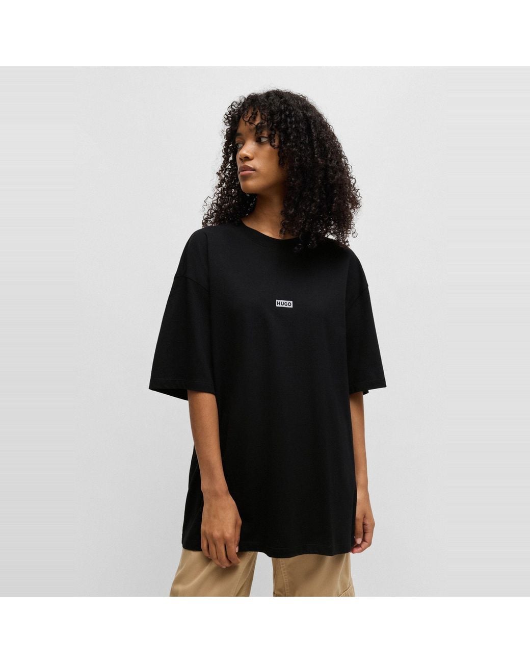 HUGO Black Printed Logo Back T-Shirt With Mcmxciii Text for men