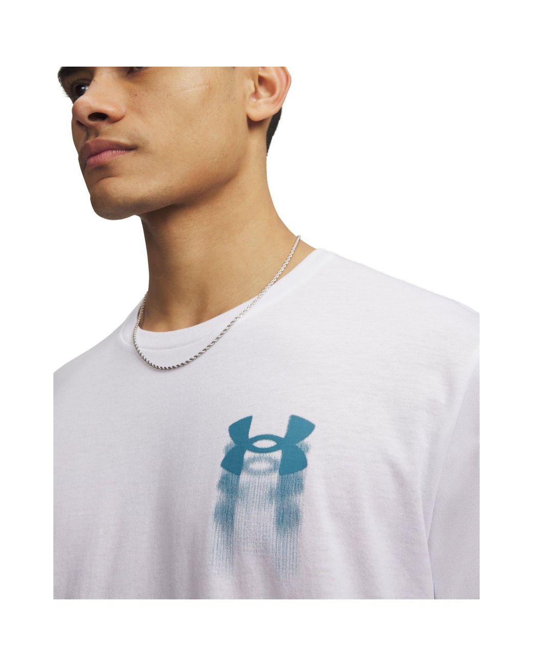 Under Armour White Blur Logo Short Sleeve T-Shirt for men